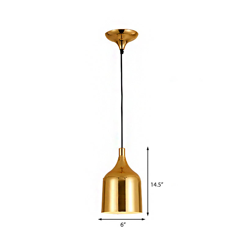 Retro Style Gold Metal Ceiling Pendant Light - 6", 8", and 10.5" Diameter Options