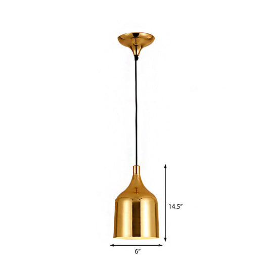 Retro Style Gold Metal Ceiling Pendant Light - 6", 8", and 10.5" Diameter Options