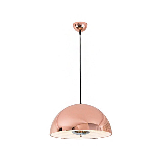 Retro Style Domed Pendant Lamp - 1 Light Rose Gold/Black Ceiling Light for Dining Room