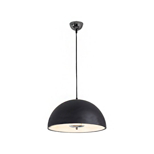 Retro-Style Domed Metallic Pendant Lamp - 1-Light Rose Gold/Black Ceiling Light For Dining Room
