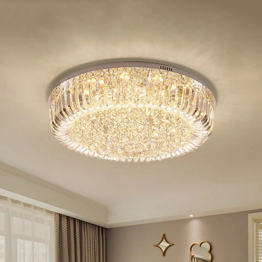 Modern Gold LED Ceiling Light with Prismatic Optical Crystal in Warm/White Light - 23.5"/31.5" Wide