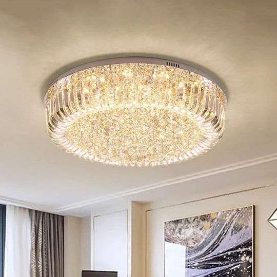 Modern Gold LED Ceiling Light with Prismatic Optical Crystal in Warm/White Light - 23.5"/31.5" Wide