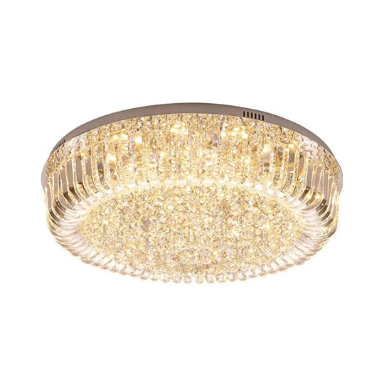 Modern Gold LED Ceiling Light with Prismatic Optical Crystal in Warm/White Light - 23.5"/31.5" Wide