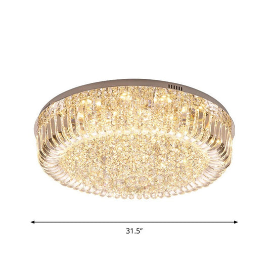 Modern Gold LED Ceiling Light with Prismatic Optical Crystal in Warm/White Light - 23.5"/31.5" Wide
