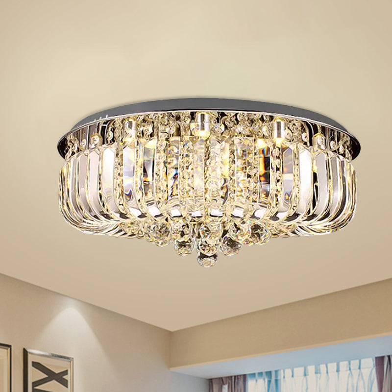 Modern Gold LED Ceiling Light with Prismatic Optical Crystal in Warm/White Light - 23.5"/31.5" Wide