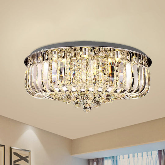 Modern Gold LED Ceiling Light with Prismatic Optical Crystal in Warm/White Light - 23.5"/31.5" Wide