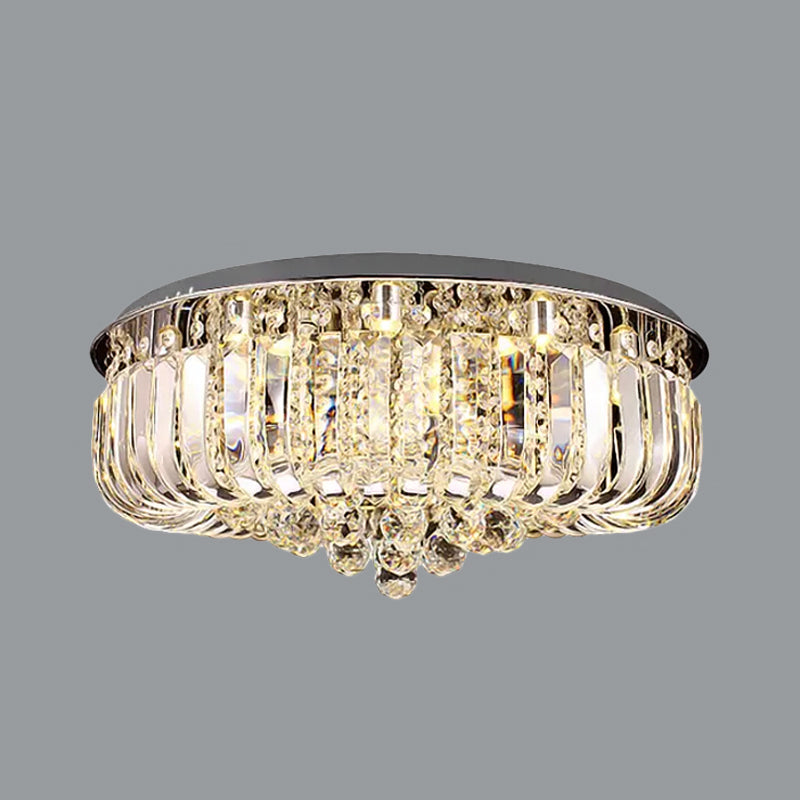 Modern Gold LED Ceiling Light with Prismatic Optical Crystal in Warm/White Light - 23.5"/31.5" Wide