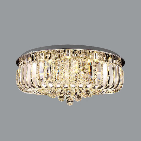 Modern Gold LED Ceiling Light with Prismatic Optical Crystal in Warm/White Light - 23.5"/31.5" Wide