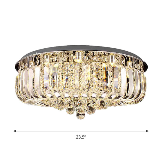 Modern Gold LED Ceiling Light with Prismatic Optical Crystal in Warm/White Light - 23.5"/31.5" Wide