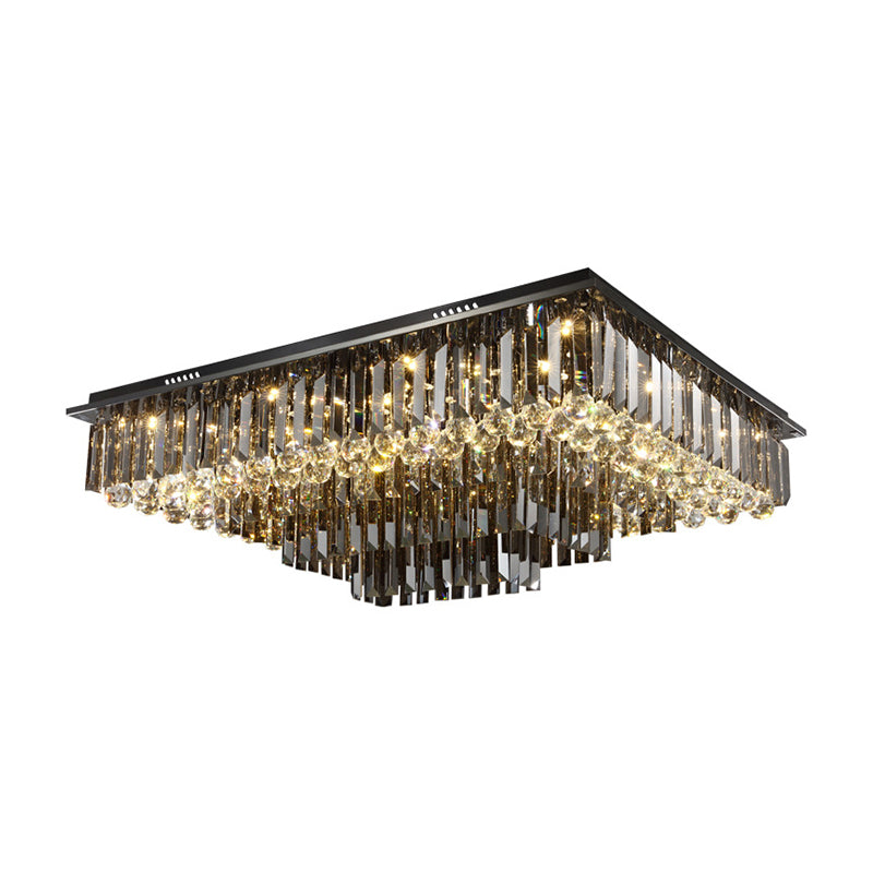 Modern Crystal Prisms Ceiling Light: Rectangular LED Flush Mount in Warm/White"