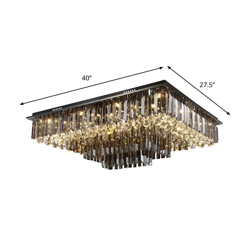 Modern Crystal Prisms Ceiling Light: Rectangular LED Flush Mount in Warm/White"