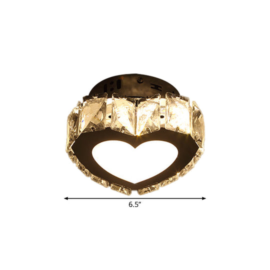 Modern LED Crystal Flush Light for Hallways with Chrome Finish