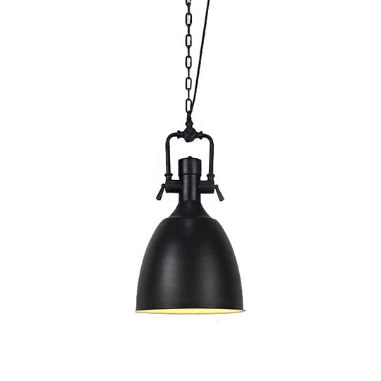 Industrial Domed Metallic Ceiling Pendant Light For Coffee Shops - 1 Head 11/14.5 Width In Black