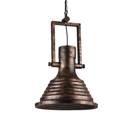Industrial Metallic Cone Pendant Lamp - Bronze/Rust/Chrome Finish, 14"/16" Width, Hanging Ceiling Light
