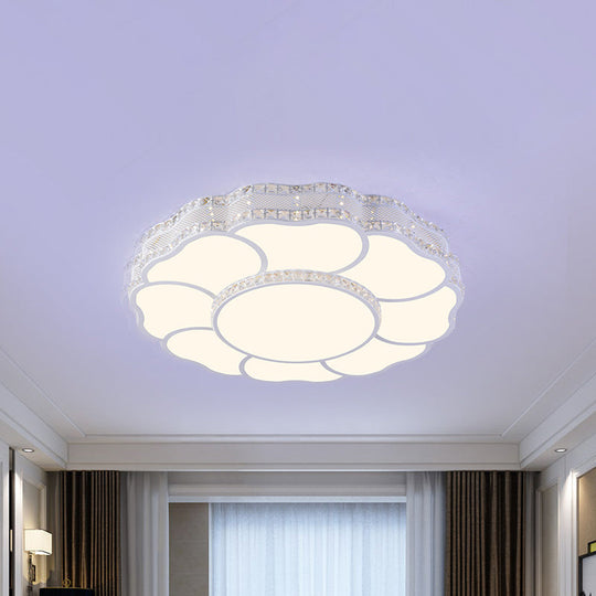 Contemporary Blossom Led Flush Light With Faceted Crystals - 23.5/19.5 Wide White / 19.5