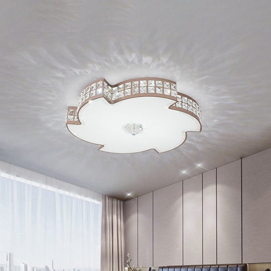 Modern Champagne LED Ceiling Light with Square-Cut Crystals, 16.5"/21.5" Width