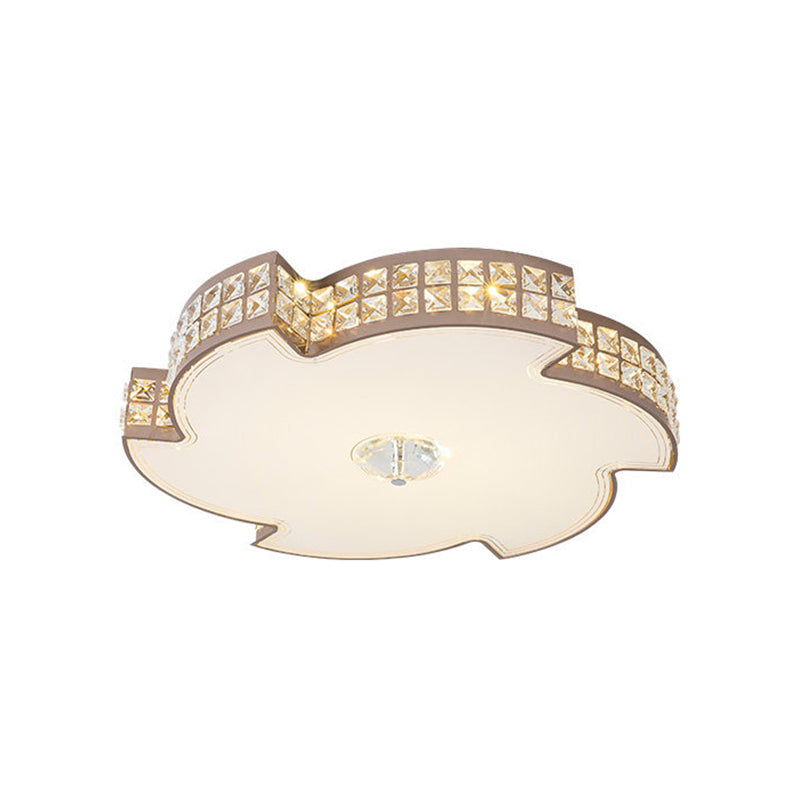 Modern Champagne LED Ceiling Light with Square-Cut Crystals, 16.5"/21.5" Width