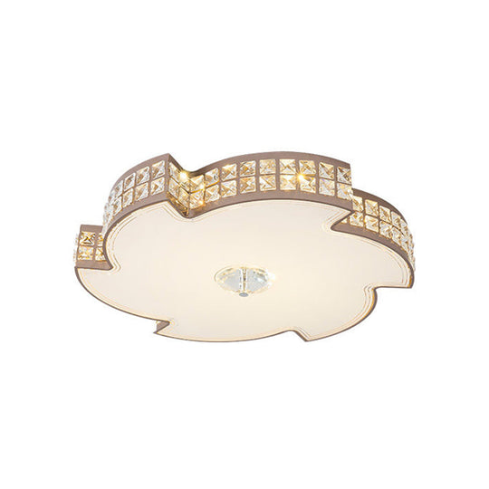 Modern Champagne LED Ceiling Light with Square-Cut Crystals, 16.5"/21.5" Width