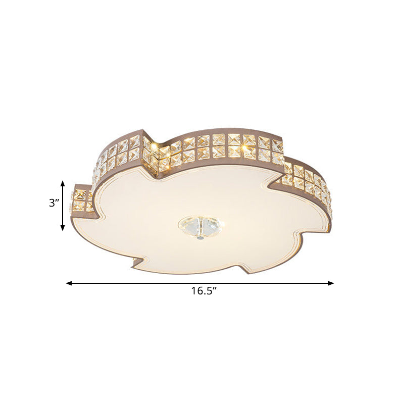 Modern Champagne LED Ceiling Light with Square-Cut Crystals, 16.5"/21.5" Width
