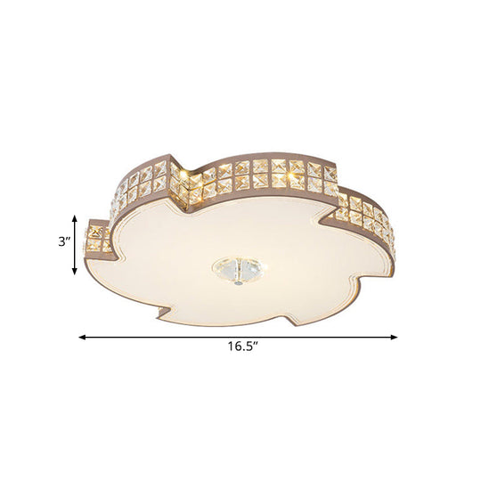Modern Champagne LED Ceiling Light with Square-Cut Crystals, 16.5"/21.5" Width