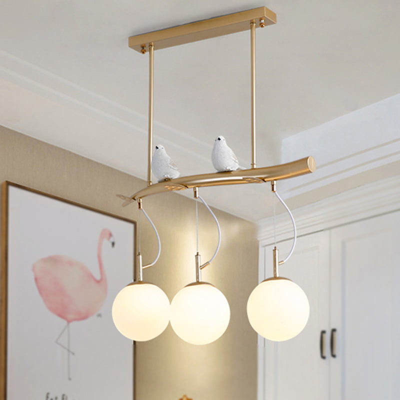 Contemporary Gold Plant-Shaped Pendant Light With Opal Glass And Frosted - Ideal For Hotels