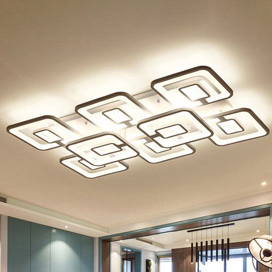 Contemporary LED Flush Mount Light, White Multi-Layer Ceiling Lamp with Acrylic Shade in Warm/White/Natural Light