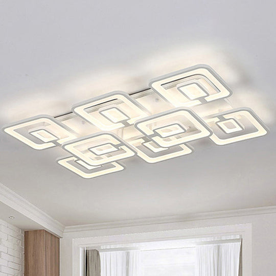 Contemporary LED Flush Mount Light, White Multi-Layer Ceiling Lamp with Acrylic Shade in Warm/White/Natural Light