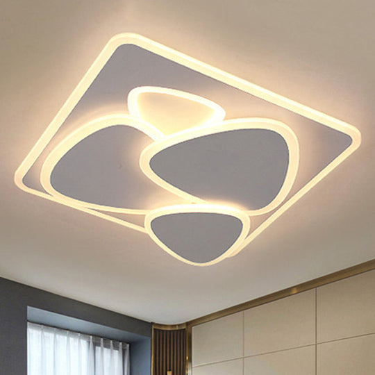 Modern Grey Flush Mount LED Ceiling Light with Overlapping Design in White/Warm Light - 19.5"/38" Wide