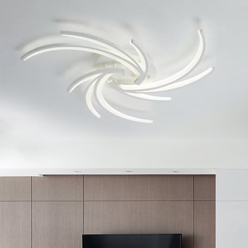 Modern Swirl Flush Mount Lamp - Acrylic Ceiling Fixture with 3/4/5 Lights for White Bedroom - Warm/White