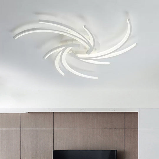 Modern Swirl Flush Mount Lamp - Acrylic Ceiling Fixture With 3/4/5 Lights For White Bedroom