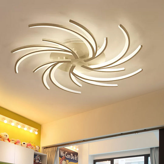 Modern Swirl Flush Mount Lamp - Acrylic Ceiling Fixture with 3/4/5 Lights for White Bedroom - Warm/White