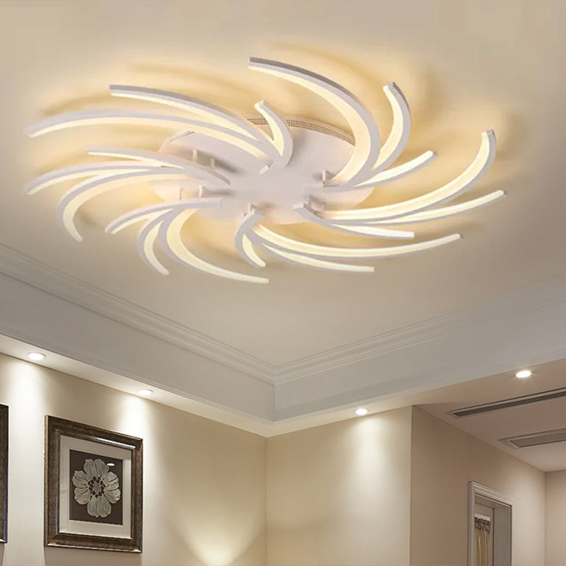 Modern Swirl Flush Mount Lamp - Acrylic Ceiling Fixture with 3/4/5 Lights for White Bedroom - Warm/White