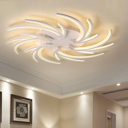 Modern Swirl Flush Mount Lamp - Acrylic Ceiling Fixture with 3/4/5 Lights for White Bedroom - Warm/White