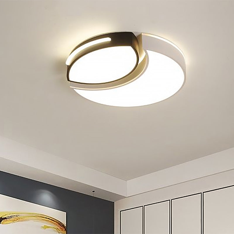 Modern LED Flush Mount Bedroom Ceiling Light in Black and White with Warm/White Lighting, 16"/19.5"/23.5" Diameter