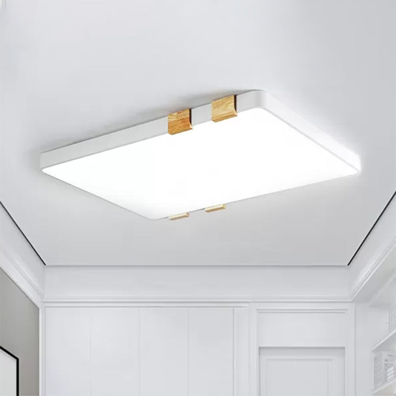Nordic 1 Light Grey/White Ceiling Lamp - Acrylic Shade, Rectangular Flush Mount with Warm/White Lighting