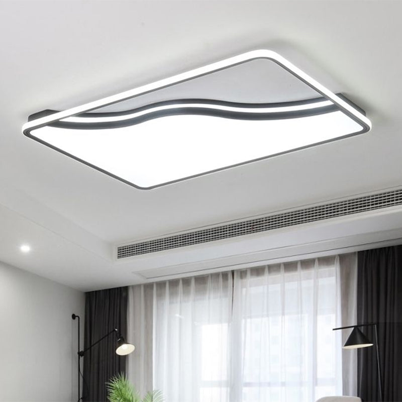 Modern LED Ceiling Light Fixture for Bedroom - Simple Acrylic Design - Black/White - 16"/19.5"/35.5" W - Warm/White