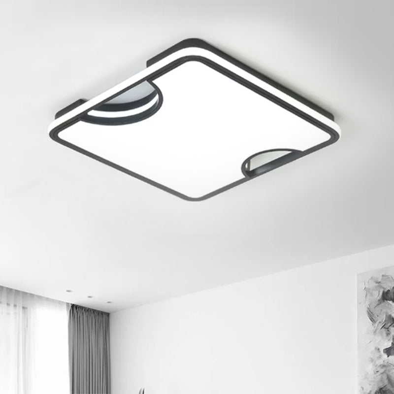 Modern Rectangular/Square Acrylic Flush Ceiling Light, LED Ceiling Lamp in Black/White, Warm/White (16"/19.5"/35.5" W)