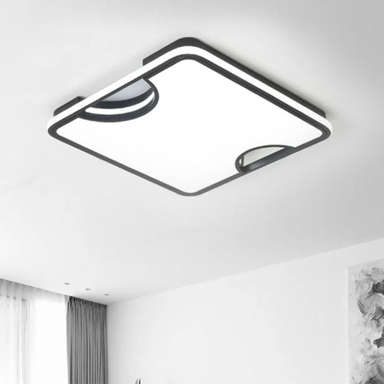Modern Rectangular/Square Acrylic Flush Ceiling Light, LED Ceiling Lamp in Black/White, Warm/White (16"/19.5"/35.5" W)