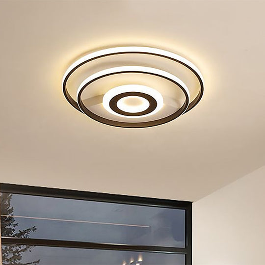 Black Ring Flush Mount Light – Nordic Acrylic LED Ceiling Lighting for Bedroom (16"/19.5"/23.5" W) - Warm/White