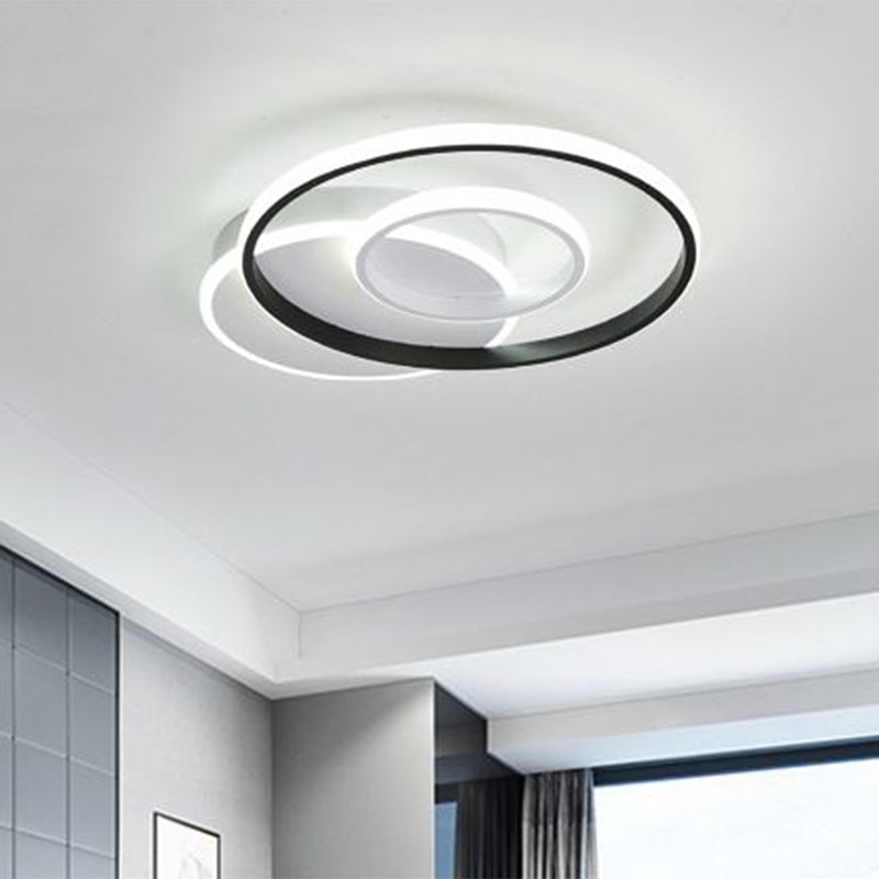 Minimalist Black & White Ceiling Light with Integrated LED - Warm/White -Multiple Sizes
