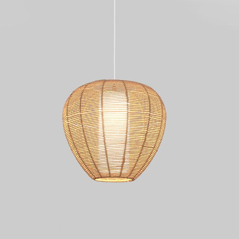 Modern Wood Hanging Pendant Lamp - Rope Drum/Teardrop Design For Living Room