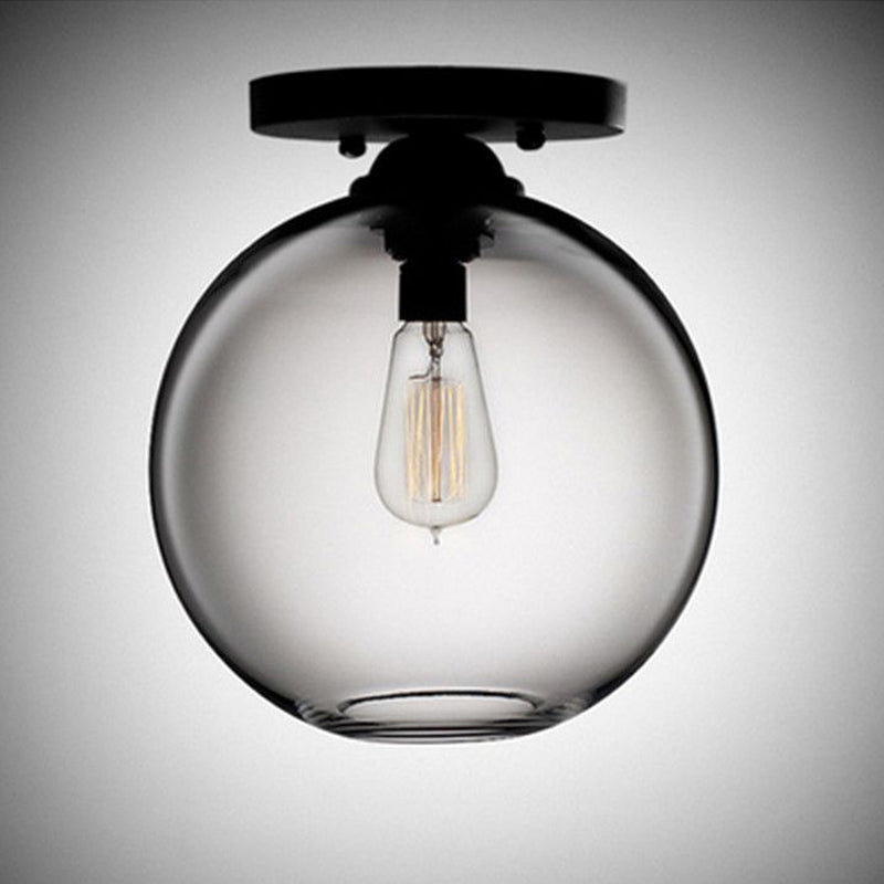 Contemporary Glass Orbit Ceiling Light Fixture - Red/Sky Blue/Amber/Dark Smoke/Coffee - 1 Head - Indoor Flush Mount