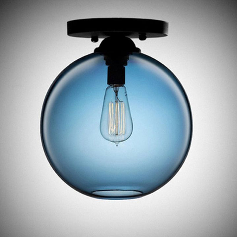 Contemporary Glass Orbit Ceiling Light Fixture - Red/Sky Blue/Amber/Dark Smoke/Coffee 1 Head Indoor