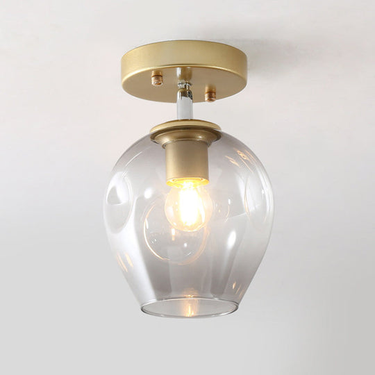 Modern Black/Gold Carafe Semi Flush Light - 1 Light, Clear/Amber/Smoke Gray Glass Shade