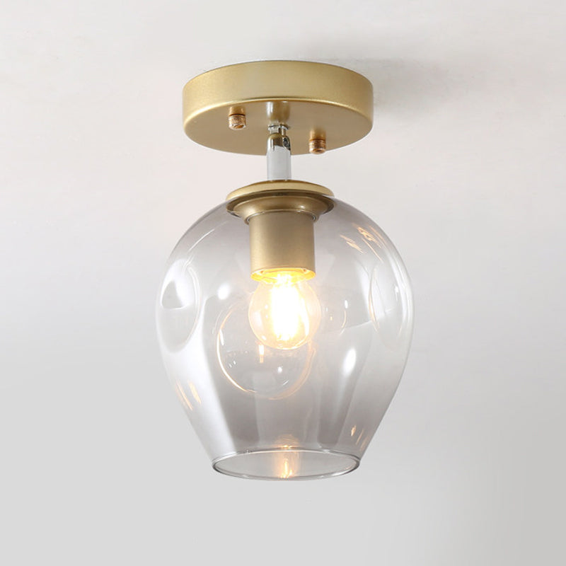 Modern Black/Gold Carafe Semi Flush Light - 1 Clear/Amber/Smoke Gray Glass Shade