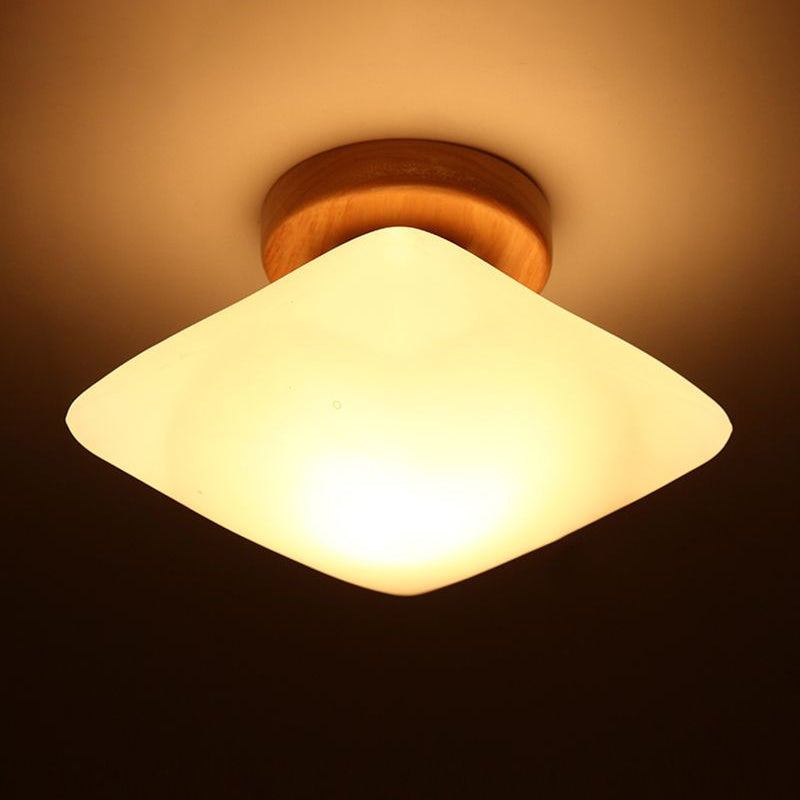 Frosted Glass Semi-Circle/Square Flush Ceiling Light - Modern 1-Light Flush Mount for Corridor