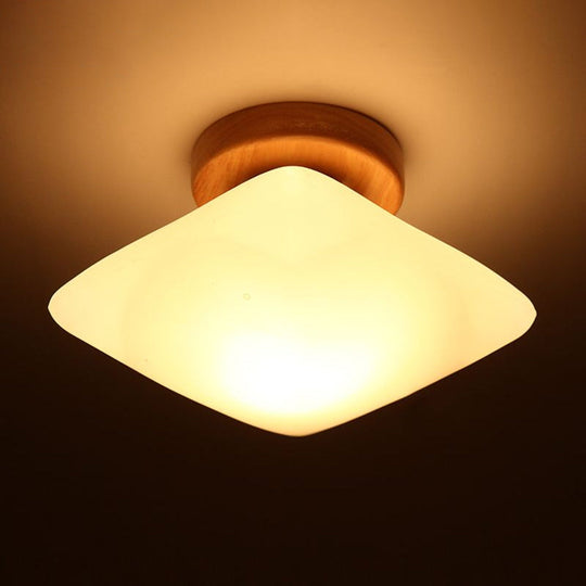 Frosted Glass Semi-Circle/Square Flush Ceiling Light - Modern 1-Light Flush Mount for Corridor