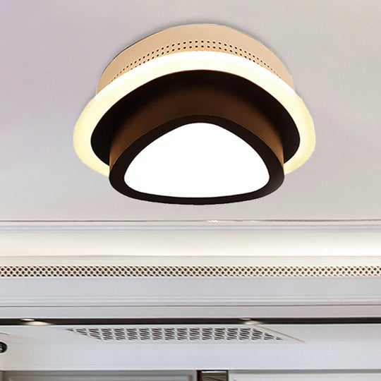Modern LED Flush Ceiling Lamp in Black/White - Round, Square, or Triangle Acrylic Design for Corridor and Foyer