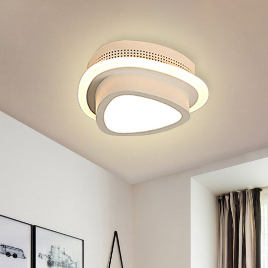 Modern LED Flush Ceiling Lamp in Black/White - Round, Square, or Triangle Acrylic Design for Corridor and Foyer