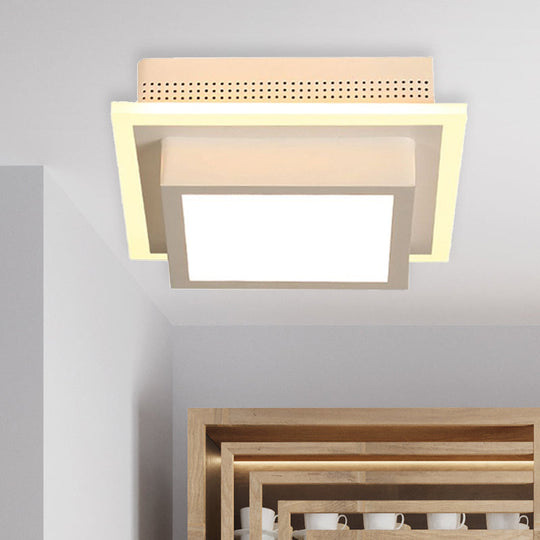 Modern LED Flush Ceiling Lamp in Black/White - Round, Square, or Triangle Acrylic Design for Corridor and Foyer